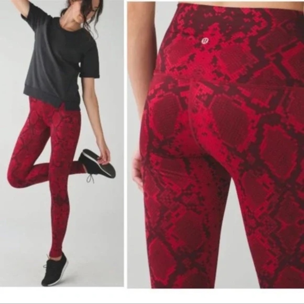 red snakeskin lululemon leggings